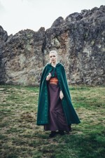 Mittelalter Umhang Wolle mit Stickerei Grün Wikinger Umhang Rollenspiel 