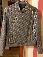 Love MOSCHINO Jacke Gr. 38 Style Motorradjacke Grau Kunstleder neu ohne Etikett 