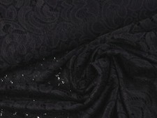 SPITZE elastisch Stoff Spitzenstoff Blütenbogen SCHWARZ 10,98/m