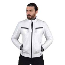 Herren Echte Weiße Lederjacke