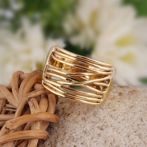 Halbdraht bandringe gelbgold - halbdraht,