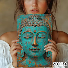 Blechschild Buddha Kopf Retro