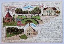 Gruss aus Wolgast Pommern Litho Wilhelmsschule Kaiser Denkmal Tannencamp .. 1902