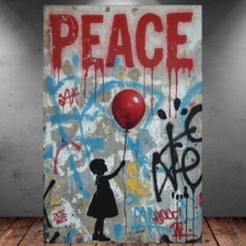 LEINWAND BILD ER XXL ABSTRAKT BANKSY BUNT BALLOON GIRL GRAFFITI ART WAND POSTER