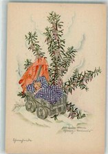 39898434 - Schwarz-Torinus Nr. 1001 Baby im Bollerwagen Pflanzen Blumen