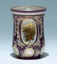 Goldbemalter Überfangglas Biedermeierbecher - Böhmen circa 1845