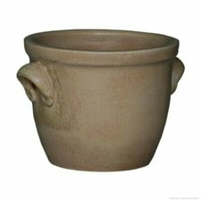 KERAZO Keramik Pflanzkübel Blumentopf Pflanztopf 32x23 cm mit Henkel antik beige