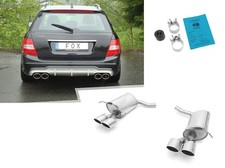 Fox Edelstahl Duplex Sportauspuff Mercedes C-Klasse W204 S204 6-Zylinder Limo