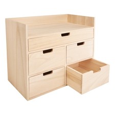 VBS Schreibtisch-Organizer SCHUBI 35x28x19,5cm 6 Teile Holz Schubladenbox Tisch