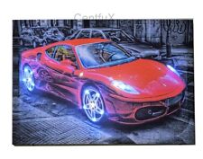 Rote Auto LED Leuchtbilder  Beleuchtung Wohnzimmer Dekoration Leinwand Rahmen