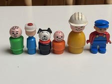 Lego Duplo - 6x alte Figur - Steckfigur Vintage Hund Bauarbeiter