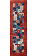 Teppich Perser Gabbeh Läufer 85x290 cm Handgeknüpft Carpet Rug 100% Wolle rot