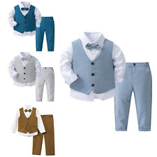 DE Jungen Anzug Gentleman Set Langarm Fliege Hemd Weste Hose Hochzeitanzug