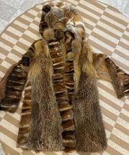 Vintage Damen Pelzmantel Echtpelz Patchwork Sixth Sense Kapuze Warm Braun Gr. M