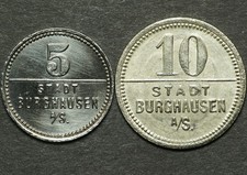 NOTGELD: 5 & 10 Pfennig 1918, Eisen. Funck 69.3 & 4. STADT BURGHAUSEN / BAYERN.