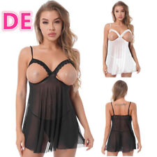 DE Damen Erotik Dessous Durchsichtig Unterkleid Nachtkleid Babydoll Reizwäsche