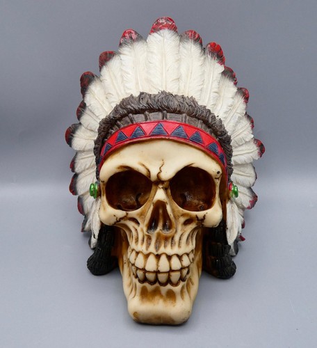 Indianer totenkopf skulptur - indianer,