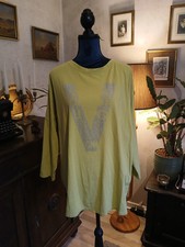 ‼️MADE IN ITALIEN ‼️, DAMEN BLUSE, ÜBERGRÖSE, GRÜN, GETRAGEN, BAUMWOLLE ‼️