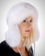 Fellmütze aus echtem weiß
