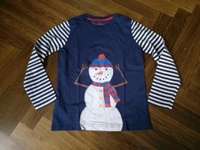 MiniBoden Kinder Weihnachts Winter Shirt Langarm Schneemann Gr. 134-140 Blau