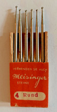 Vintage :  6 Meisinger Bohrer 4 rund. Zahnarztbohrer im Original Karton ca 1940