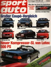 Zeitschrift Sport Auto #8 von 1990 Calibra CRX MR2 Audi Coupe 200 SX Corrado