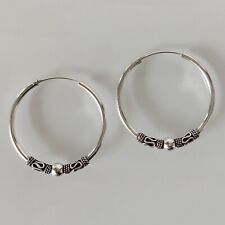 Silber Creolen - 35 mm - Silber 925 - Kordelmuster - mit Kugel