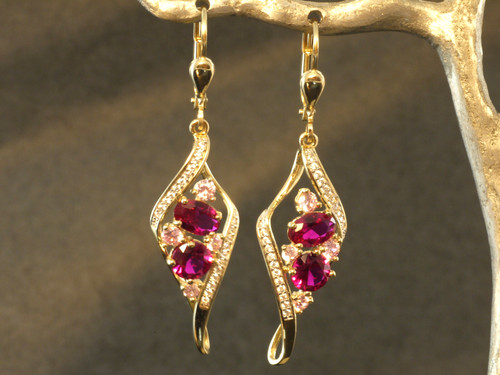 585 gold ohrringe mit pink - gold,