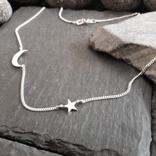 Halskette mit Sichelmond & Stern in 925er Silber, Ayyildiz, Mond und Stern Kette