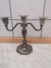 versilberter  dreiarmiger Kerzenständer Kerzenhalter mit schönem Dekor 