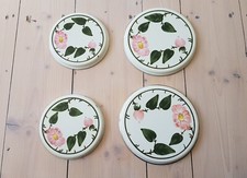 4 Villeroy & Boch Wildrose Emaille Herdplatten Abdeckung Vintage 1980er Jahre H
