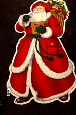 großes Stoffpanel mit Weihnachtsmann für Haus- oder Zimmertür -  1,38 m lang