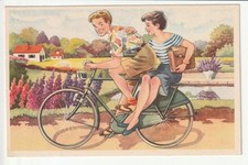 AK  2 Jugendliche fahren Fahrrad    alt !!