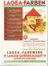 Werbe Blatt Lagea Farbwerk der Lanzer Gewerkschaft Altrohlau - Karlsbad ! (D8