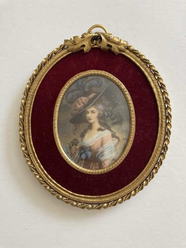 Vintage miniatur gemälde dame - miniatur,