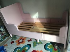 Bett Kinderzimmer Kinderbett Bettgestell ausziehbar, mitwachsend 80x130-200cm