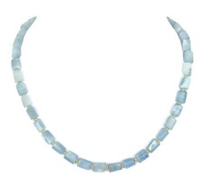 Aquamarin Kette Halskette Edelstein-Collier V598