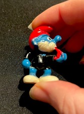 Ü Ei Olympiade Peyo 1983 Schiri Schlumpf Kragen Teils Schwarz Teils Blau RAR!