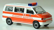VW T4 Bus ELW Feuerwehr Wiesbaden 1990-2003 rot + weiss 1:87 Herpa 046190
