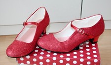 La senorita Spanische Flamenco Schuhe Glamour Glitzer Gr. 35 rot wie Neu