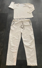 Giani Feroti Damen Set Größe L.Joggingshose und La Furlana Shirt.Weiß, Cotton