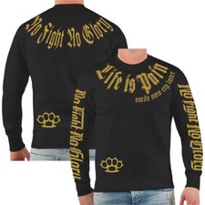 Herren Pullover Life is Pain Gold No Fight No Glory Größe S - 5XL fightwear