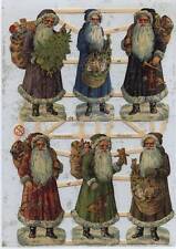 # GLANZBILDER # EF 7305 ,  6 große Weihnachtsmänner, mit Glimmer  #