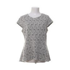 Design by kappAhl, Peplum Top, Größe: L, Weiß/Schwarz -Sgw