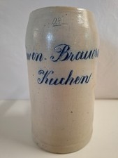 Sehr seltener alter geritzter originaler 0,8 L Bierkrug "Löwen-Brauerei Kuchen"
