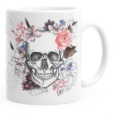 Kaffee-Tasse Totenkopf Blumen Flower Skull Boho Schädel Teetasse Keramiktasse
