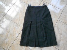 Trevira Falten Rock 40 Grün Braun Lila Schwarz Kariert Sehr gut #D11278