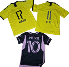 3x Kinder Trikot, BVB Borussia Dortmund Haaland, Messi Miami Fan Paket Sammlung