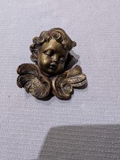 Dekorativer Engelskopf / Puttenkopf (Wanddeko) im Barock-Stil | Bronze-Optik