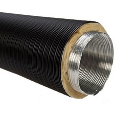 0,30m / 0,75m Isoliertes Aluflexrohr Flexrohr Ø 80, 100, 125 mm, schwarz/grau